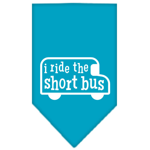 I ride the short bus Screen Print Bandana Turquoise Large